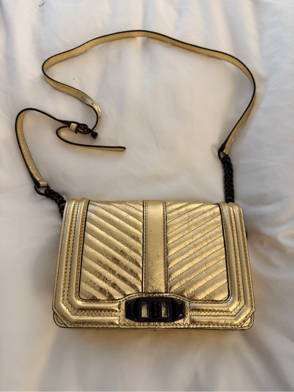 Rebecca Minkoff Metallic Gold Quilted Crossbody Bag